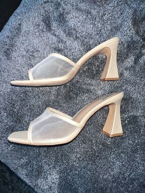 DV Dolce Vita Women's Narda Slip On Square Toe Mesh High Heel Sandals